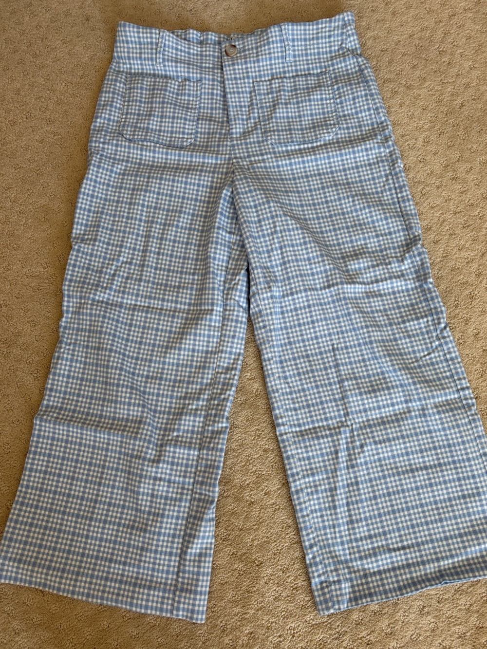 Jules & Leopold Blue Gingham Cropped Wide-Leg Pants - Picture 1 of 4